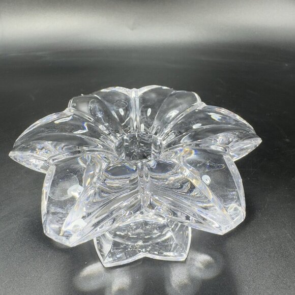 MIKASA Clear Crystal Glass Candle Stick Holder Set 2 Flower Shaped Candle Holder - Picture 5 of 12